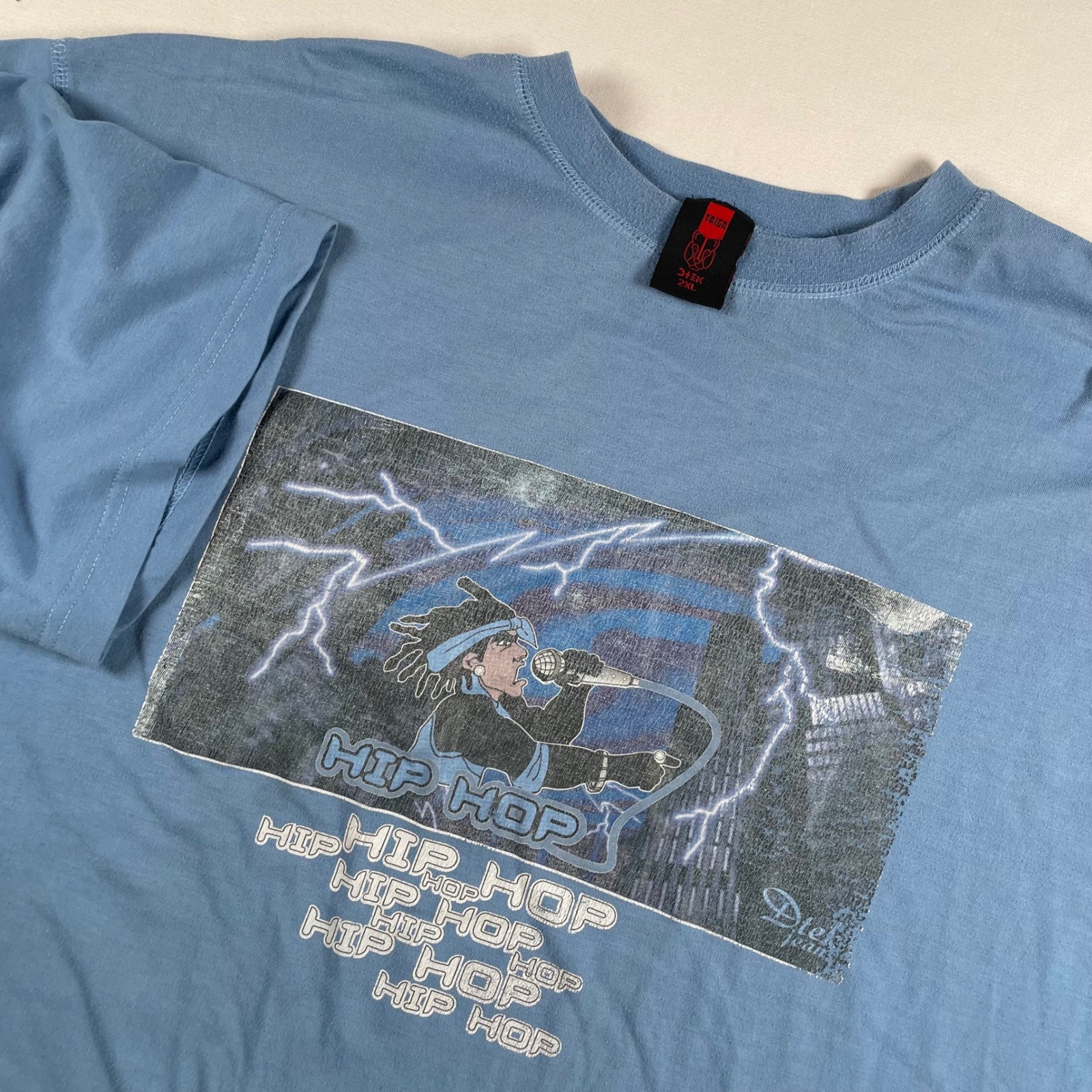 Dtek 2xl Mens Hip Hop Graphic Print T Shirt Short Sleeve Blue